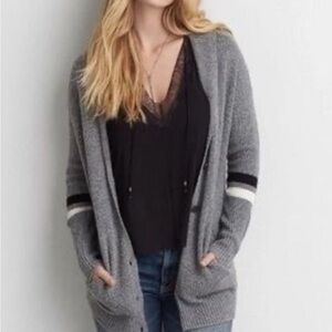 American Eagle Outfitters Gray Varsity Cardigan Sweater